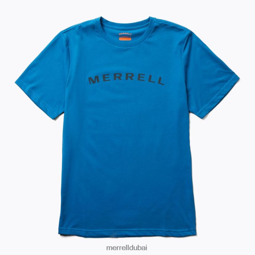 Merrell تيشيرت بأكمام قصيرة تحمل شعار Wordmark (jms26332-352) Z2ZJ82583 أزرق