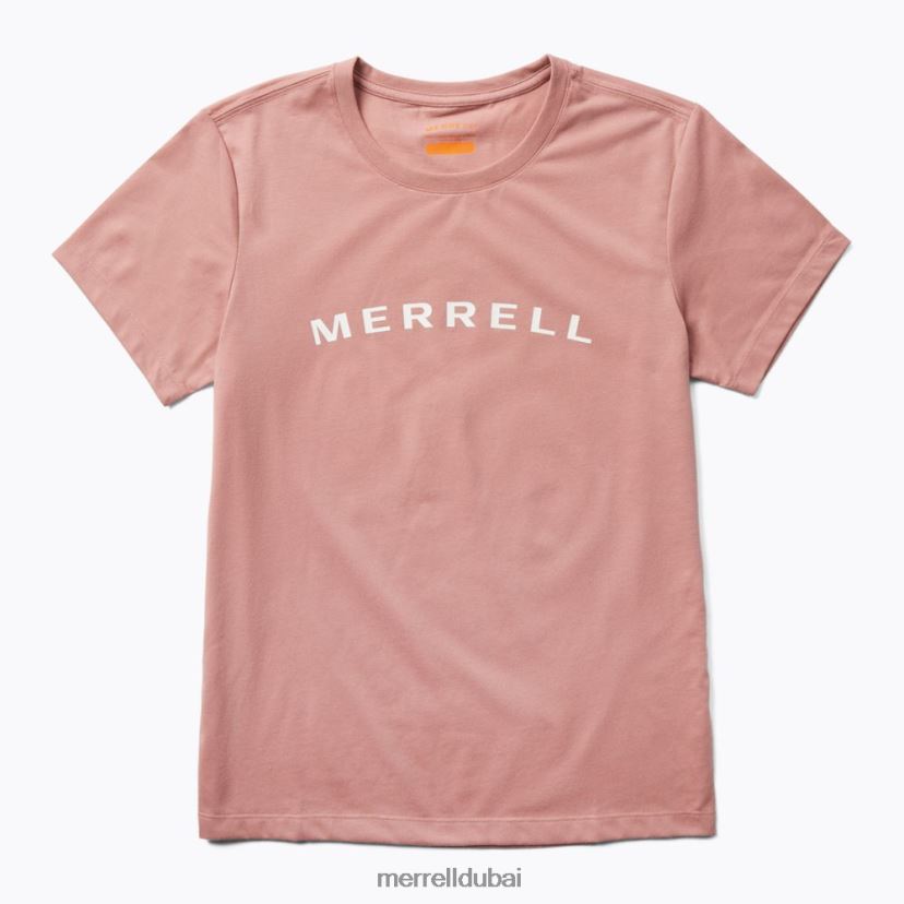 Merrell تيشيرت بأكمام قصيرة تحمل شعار Wordmark (jws26368-627) Z2ZJ821301 ارتفع الرماد